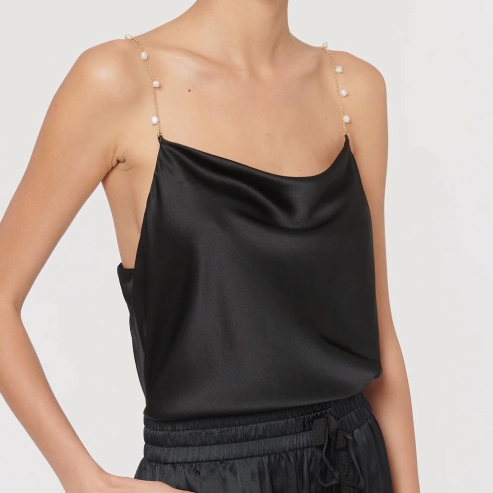 Cami NYC Black Satin Tank Top